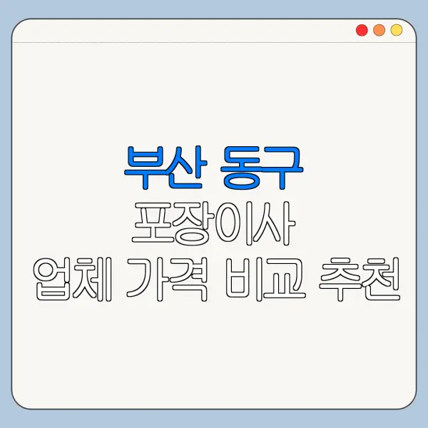 부산 동구 포장이사 업체 가격 비교 추천