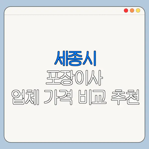 세종시 포장이사 업체 가격 비교 추천