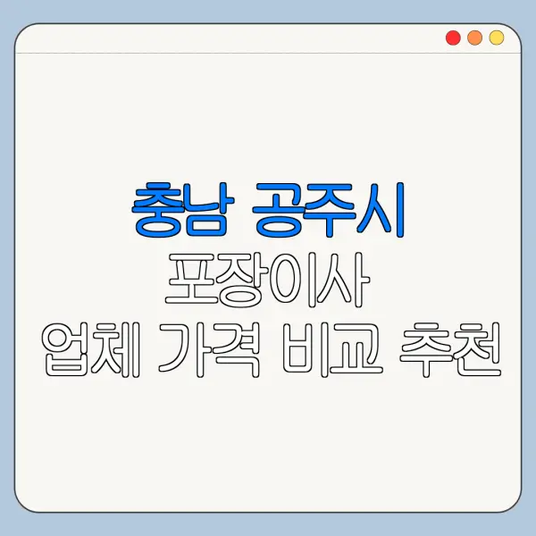 충남 공주시 포장이사 업체 가격 비교 추천