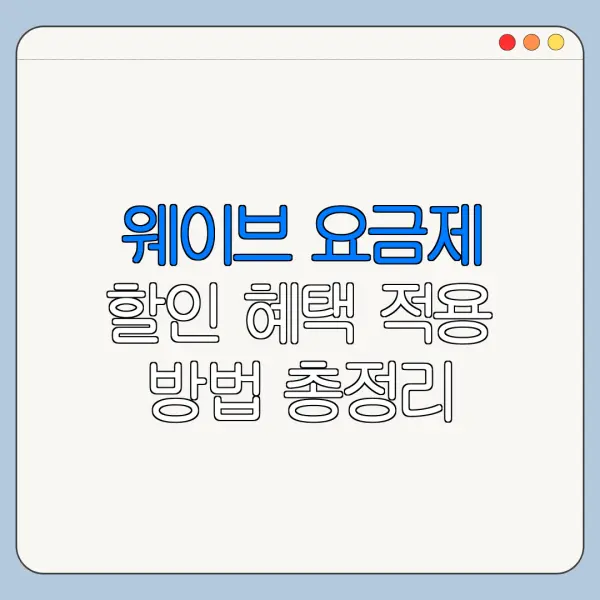 웨이브 요금제 할인 혜택 적용 방법 총정리